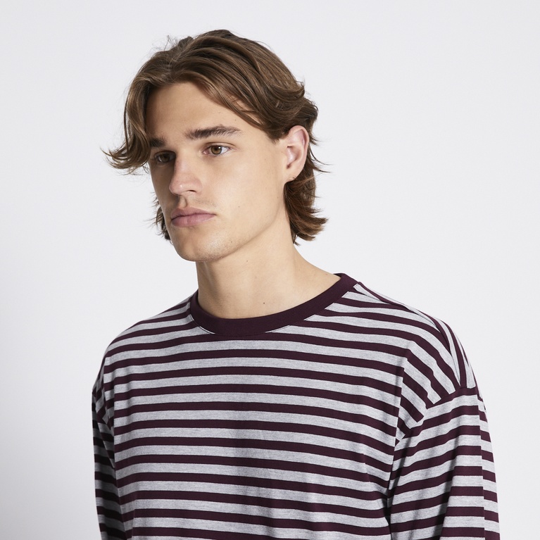 Striped long sleeve tee "Lion stripe" Burgundy